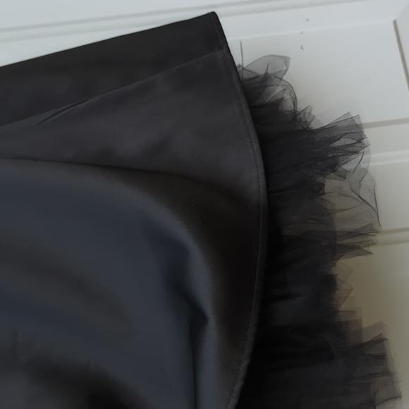 Jessica McClintock long black strapless gown tulle hem  10 Petite Vintage - Picture 9 of 16